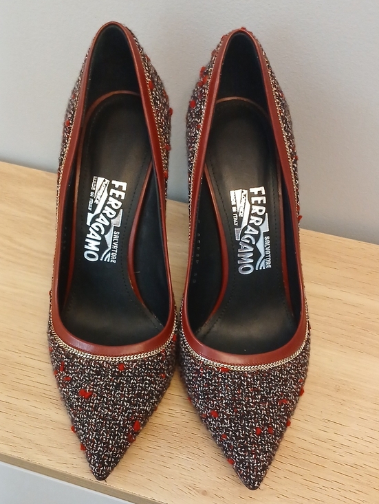 Salvatore Ferragamo Shoes - Fiore Salvatore Ferragamo Tweed Heels Size 7 ½